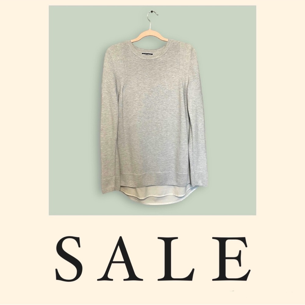 HILARY RADLEY Gray Pullover Sweater Women Size M Crew Neck Long Sleeve